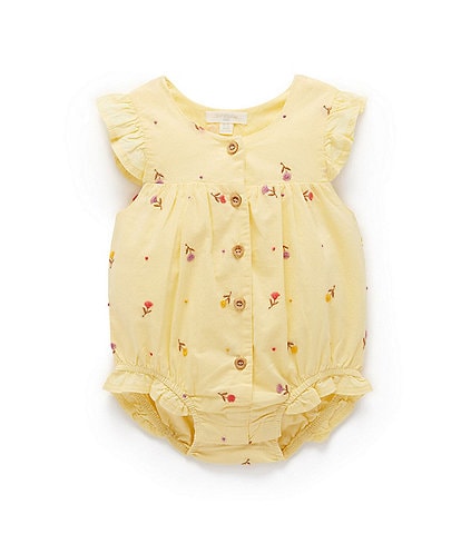 PureBaby® Baby Girls Newborn-24 Months Flutter-Sleeve Floral-Embroidered Bodysuit