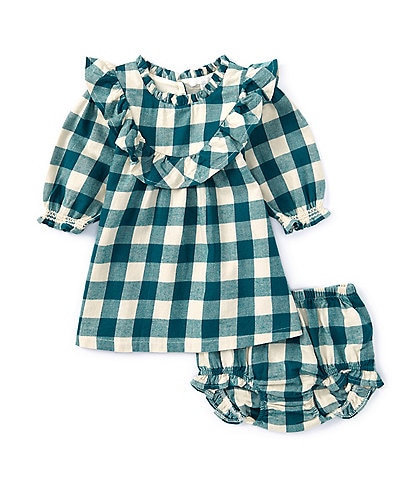 Purebaby Baby Girls Newborn-24 Months Long Sleeve Checked Flannel Dress