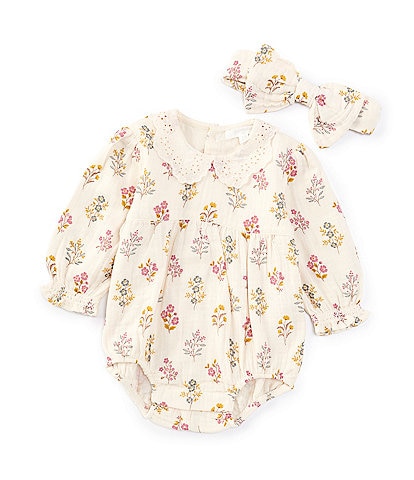 Purebaby® Baby Girls Newborn-24 Months Short-Sleeve Floral-Printed Bodysuit