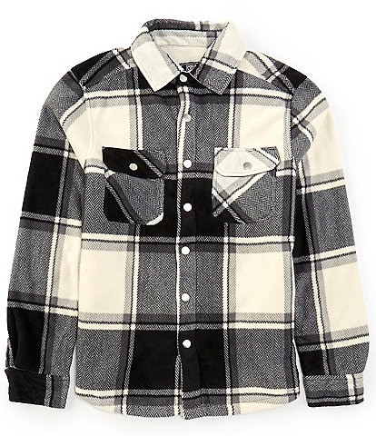 PX Clothing Long Sleeve Plaid Flannel Sherpa Micro Polar Fleece Shirt