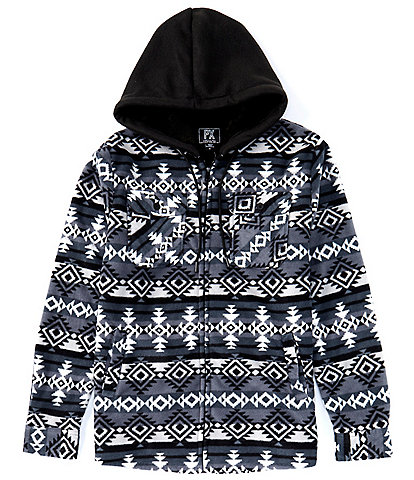 PX Clothing Long Sleeve Printed Fleece Hooded Jacket