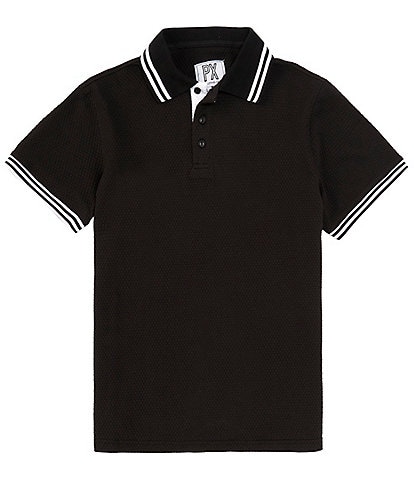 PX Clothing Short Sleeve Polo Stripes Tipped Collar Shirt
