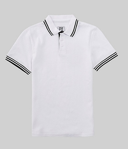PX Clothing Short Sleeve Polo Stripes Tipped Collar Shirt