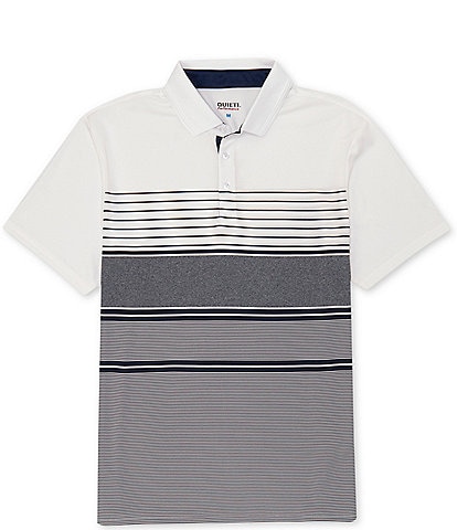 Quieti Engineered Stripe Short Sleeve Polo Shirt