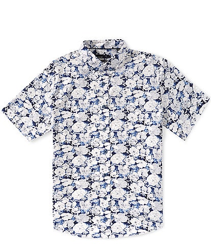 Quieti Floral Print Short Sleeve Woven Shirt