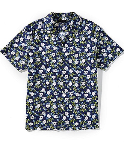 Quieti Floral Print Stretch Short Sleeve Woven Camp Shirt