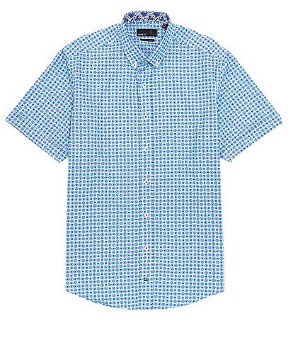 Quieti Foulard Print Stretch Short-Sleeve Woven Shirt