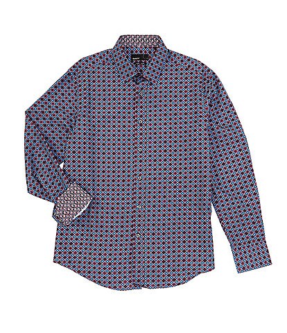 Quieti Kaleidoscope Print Stretch Long-Sleeve Woven Shirt