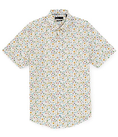 Quieti Mini Tropical Print Short Sleeve Woven Shirt