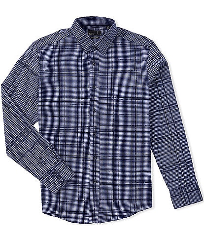 Quieti Modern Fit Pleaded Flock Print Long Sleeve Woven Shirt