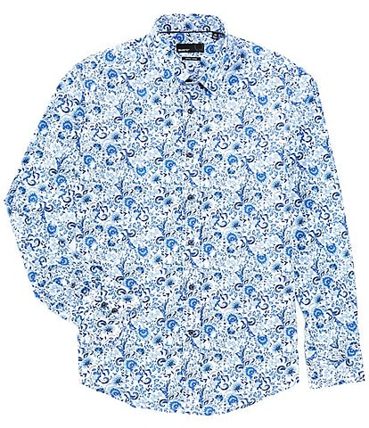 Quieti Stretch Floral Print Long Sleeve Woven Shirt