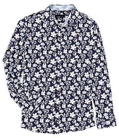 Quieti Stretch Floral Print Long Sleeve Woven Shirt