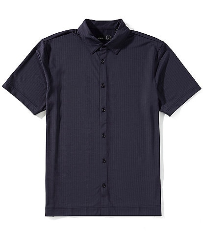 Quieti Tonal Stripe Stretch Short Sleeve Woven Shirt
