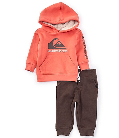 Quiksilver Baby Boys 12-24 Months Long Sleeve Logo Fleece Hoodie & Coordinating Jogger Pant Set