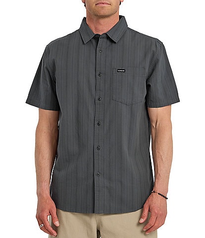 Quiksilver Dobby Stripe Collared Neckline Short Sleeve Button Front Seersucker Shirt