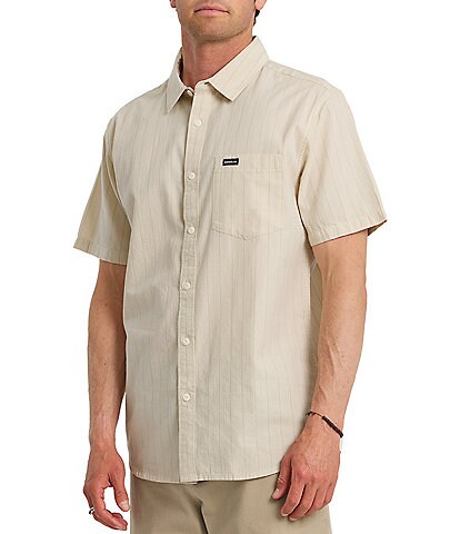 Quiksilver Dobby Stripe Collared Neckline Short Sleeve Button Front Seersucker Shirt