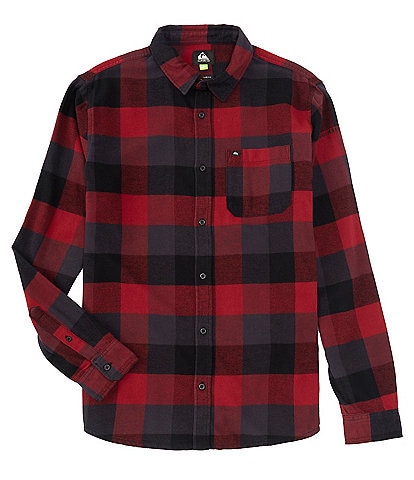 Quiksilver Motherfly Long Sleeve Textured Yarn-Dyed Checked Brushed Flannel Shirt