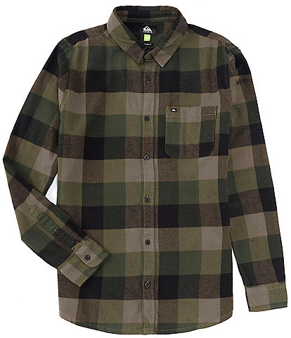 Quiksilver Motherfly Long Sleeve Textured Yarn-Dyed Checked Brushed Flannel Shirt