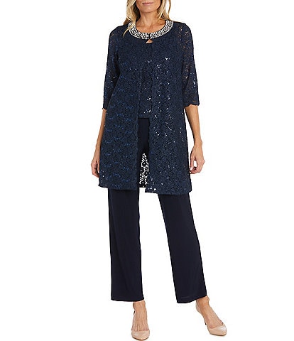 M210004 Charlotte Chiffon MOB Pant Suit with Boat Neckline