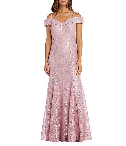 RM Richards Women's Glitter Knit Chiffon Evening Gown | SleekTrends