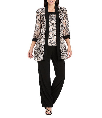 R & M Richards Petite Size 2-Piece Ribbon Soutache Pant Set