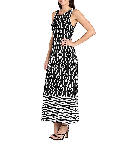 R & M Richards Petite Size Sleeveless Geo Print Sheath Dress