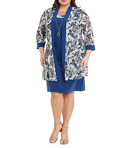 R & M Richards Plus Size 2-Piece Printed Jacket Dress