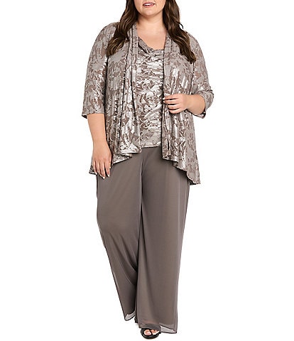 R & M Richards Plus Size 3-Piece Floral Jacquard Set
