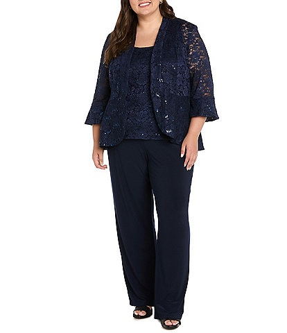 R & M Richards Plus Size 3-Piece Sequin Lace Set
