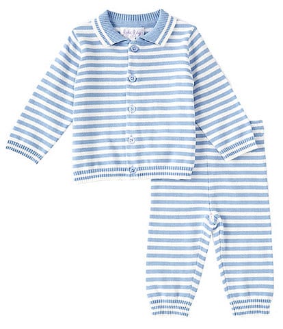 Rachel Riley Baby Girls 3-24 Months Striped Peter Pan Collar Top/Pants Knitted Set