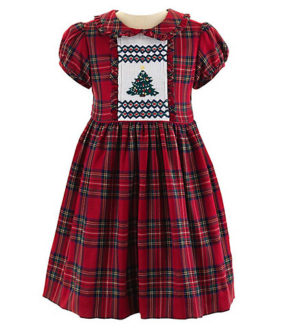 Rachel Riley Little/Big Girl 2-10 Cap Sleeve Christmas Plaid Smocked Dress