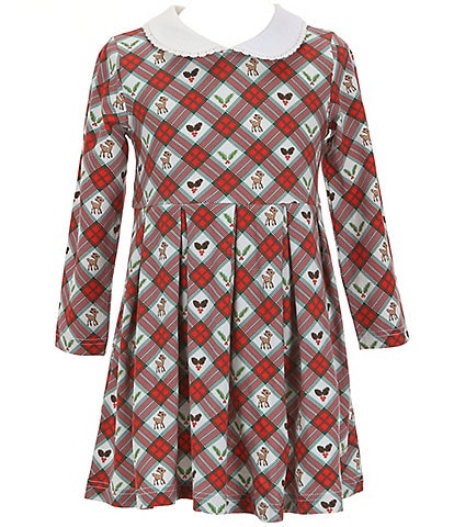 Rachel Riley Little/Big Girls 2-10 Peter Pan Collar Festive Fawn Print Jersey Dress