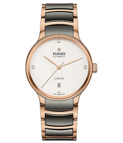 RADO Unisex Centrix Diamonds Automatic Two Tone Copper Stainless Steel Bracelet Analog Watch