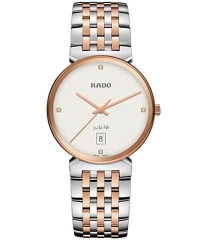 RADO Unisex Florence Classic Diamonds Quartz Analog White Dial Two-Tone Stainless Steel Bracelet Watch