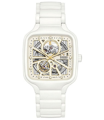 RADO Unisex True Square Automatic Open Heart White Titanium Bracelet Watch
