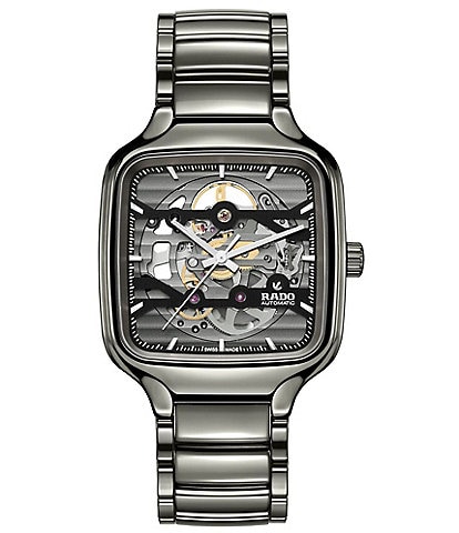 RADO Unisex True Square Skeleton Automatic Gray Titanium Bracelet Watch