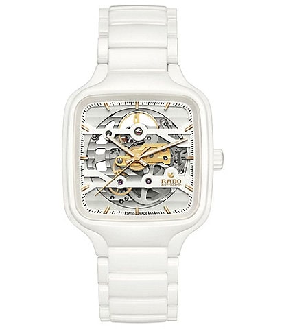RADO Unisex True Square Skeleton Automatic White Titanium Bracelet Watch