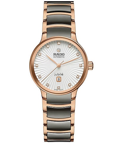 RADO Women's Centrix Diamonds Automatic Two Tone Stainless Steel Silver Dial Bracelet Watch