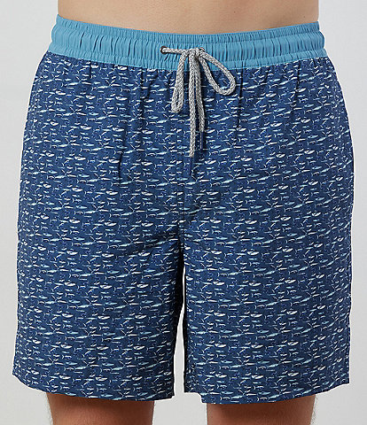 Rainforest Pool Of Fish Print 6#double; Inseam Swim Trunks