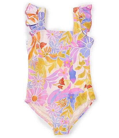Raisins Big Girls 7-16 Flutter Sleeve Floral Print One-Piece Swimsuit