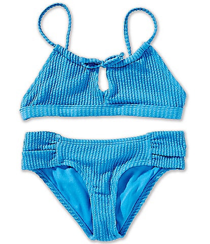 Raisins Big Girls 7-16 Solid Pique Keyhole-Front Halter Top & Matching Hipster Bottom Two-Piece Swimsuit