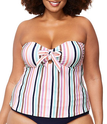 Raisins Curve Plus Size Seashell Cove Zanzibar Strapless Underwire Tankini Swim Top