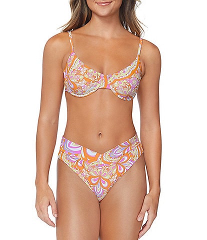 Bleu Rod Beattie Away We Go Floral Print Bra Sized D-Cup Underwire Bikini  Swim Top