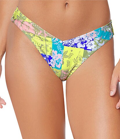 Raisins Perfect Summer Oahu Patchwork Print V-Waist High Leg Cheeky Swim Bottom