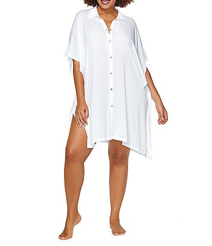 button front dresses: Plus-Size Swim Cover-Ups | Dillard's