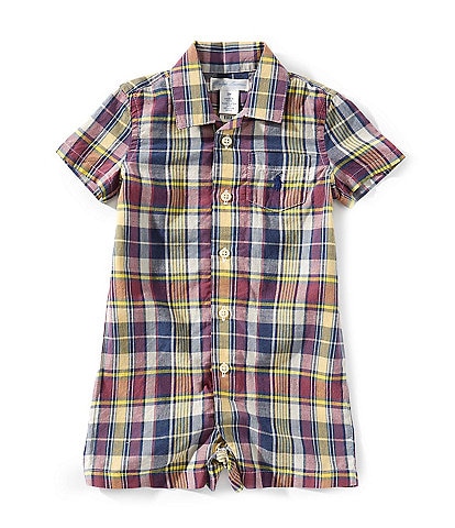 Ralph Lauren Baby Boys 3-12 Months Camp-Collar Short-Sleeve Plaid Shortall