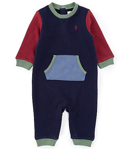 Ralph Lauren Baby Boys 3-12 Months Long Sleeve Color-Blocked Fleece Coverall