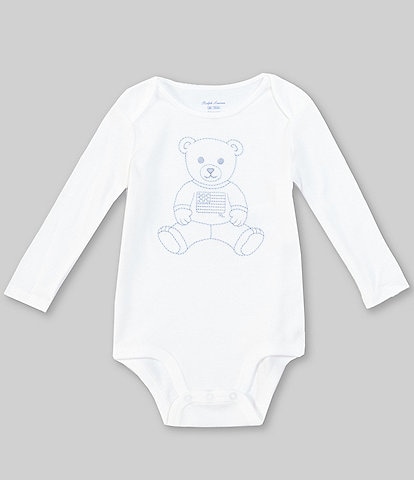 Ralph Lauren Baby Boys 3-12 Months Long-Sleeve Embroidered Polo Bear Bodysuit