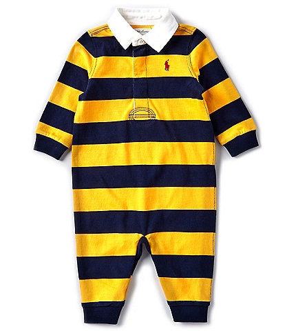 Ralph Lauren Baby Boys 3-12 Months Long-Sleeve Striped Jersey Rugby Coverall