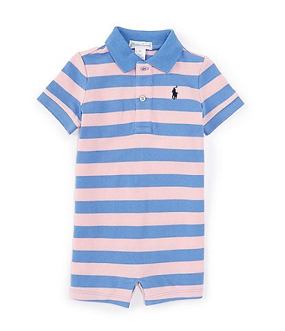 Ralph Lauren Baby Boys 3-12 Months Short-Sleeve Striped Mesh Polo Shortall